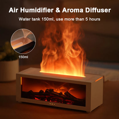 Humidificateur d'ambiance pour la maison, diffuseur de parfum automatique à flamme avec lumière LED et télécommande