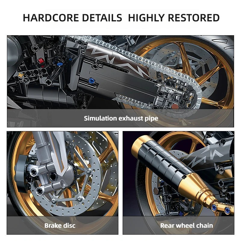 Metal Alloy Motorcycle Model – 2045-Piece Premium Build Kit
