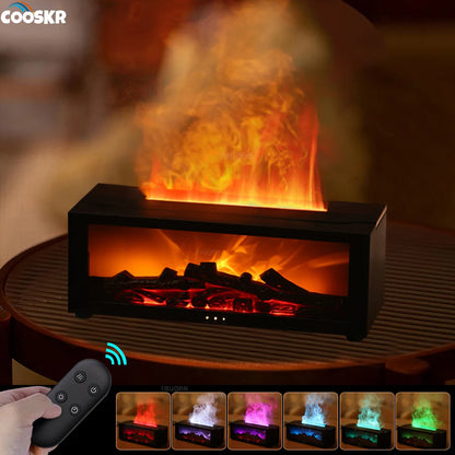 Humidificateur d'ambiance pour la maison, diffuseur de parfum automatique à flamme avec lumière LED et télécommande